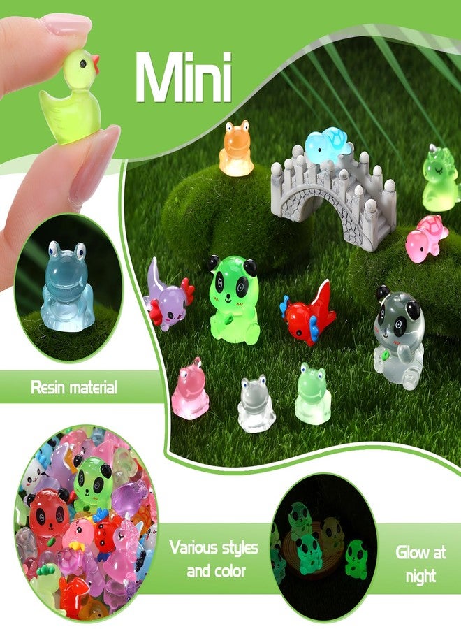 GGSTDDUP 126PCS Luminous Mini Resin Animals Glow in The Dark Duck Turtles Unicorn Frog Axolotl 5 Combination Sets for Garden Landscape Aquarium Potted Dollhouse - Image 4